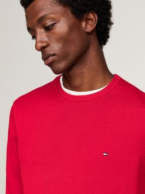 red flag crew neck jumper for men tommy hilfiger