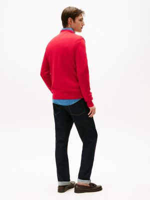 red flag crew neck jumper for men tommy hilfiger