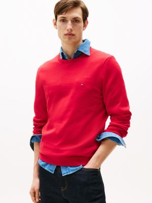 red flag crew neck jumper for men tommy hilfiger