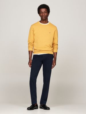 yellow flag crew neck jumper for men tommy hilfiger