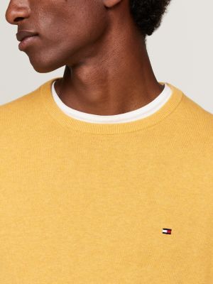 yellow flag crew neck jumper for men tommy hilfiger