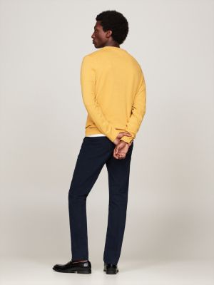 yellow flag crew neck jumper for men tommy hilfiger