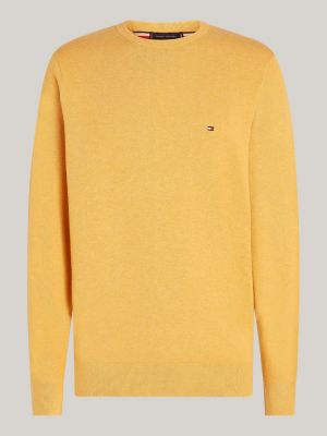 yellow flag crew neck jumper for men tommy hilfiger