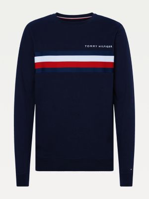 tommy hilfiger icon stripe logo print hoodie