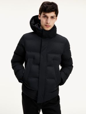 Padded Hooded Stretch Bomber Jacket 