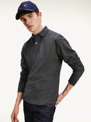 tommy hilfiger black long sleeve polo