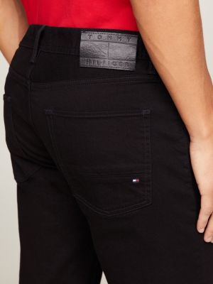 jean droit denton noir denim pour hommes tommy hilfiger