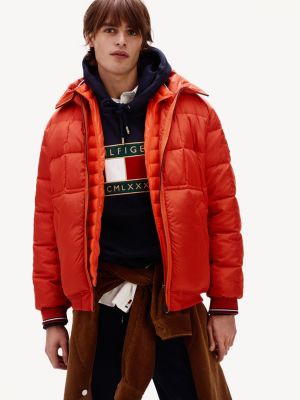 tommy hilfiger fur hooded padded bomber jacket