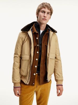 tommy hilfiger fur hooded padded bomber jacket