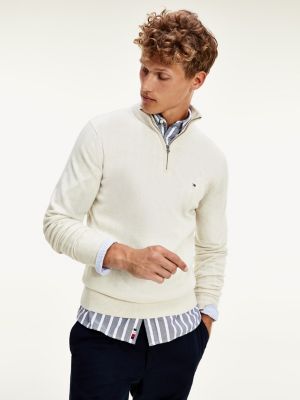 Half Zip High Neck Jumper | BEIGE 