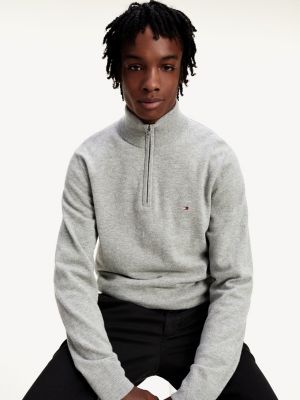 mens half zip jumper grey