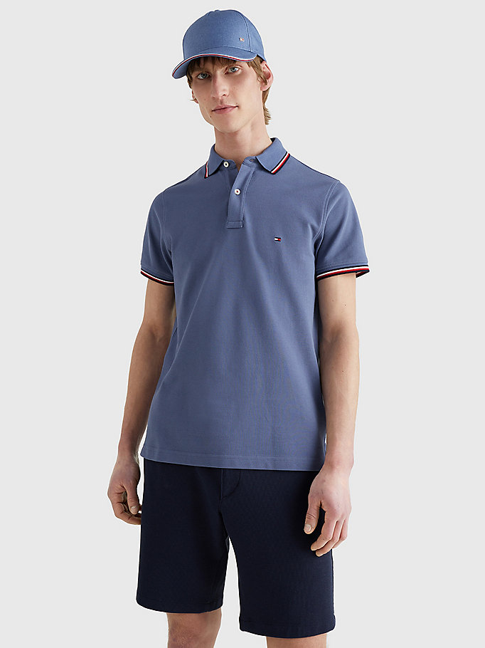 blue tipped slim fit polo for men tommy hilfiger