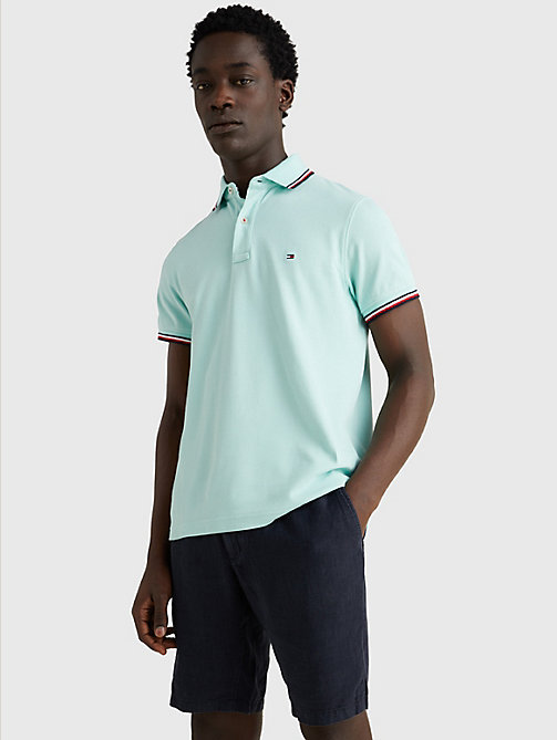 green tipped slim fit polo for men tommy hilfiger