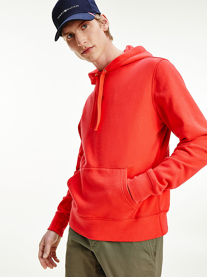 red tonal flag hoody for men tommy hilfiger