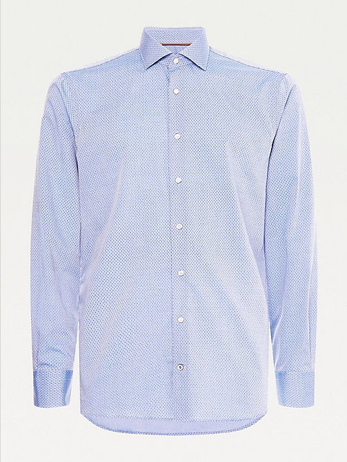 Tommy Hilfiger Men’s 100/% Cotton Solid Dress Shirt Slim Fit 24F0209400 Blue