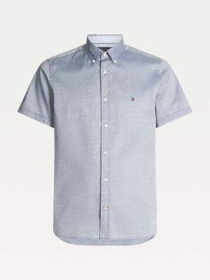 Slim Fit Kurzarm-Hemd mit Monogramm | BLAU | Tommy Hilfiger