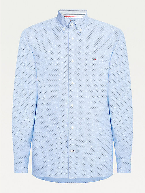 chemise oxford coupe standard à micro-pois bleu pour men tommy hilfiger