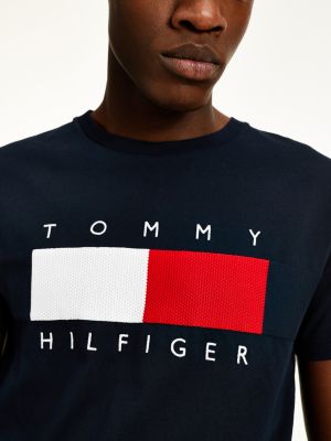 Futbolka S Teksturnym Flagom Sinij Tommy Hilfiger
