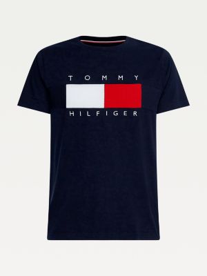 Futbolka S Teksturnym Flagom Sinij Tommy Hilfiger