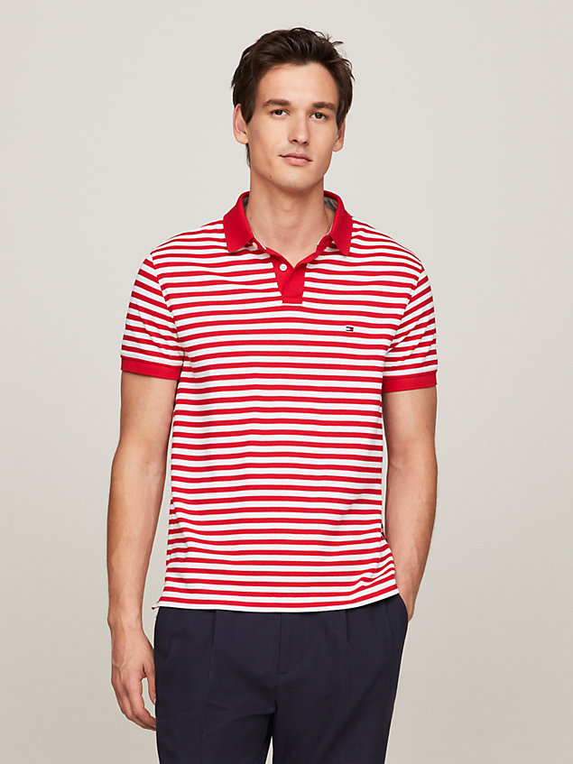 red 1985 collection flag embroidery regular polo for men tommy hilfiger