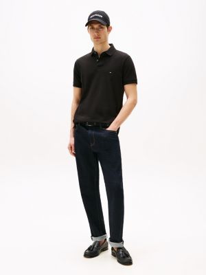 black 1985 collection regular fit polo shirt for men tommy hilfiger