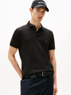 black regular fit polo uit de 1985 collection voor heren - tommy hilfiger