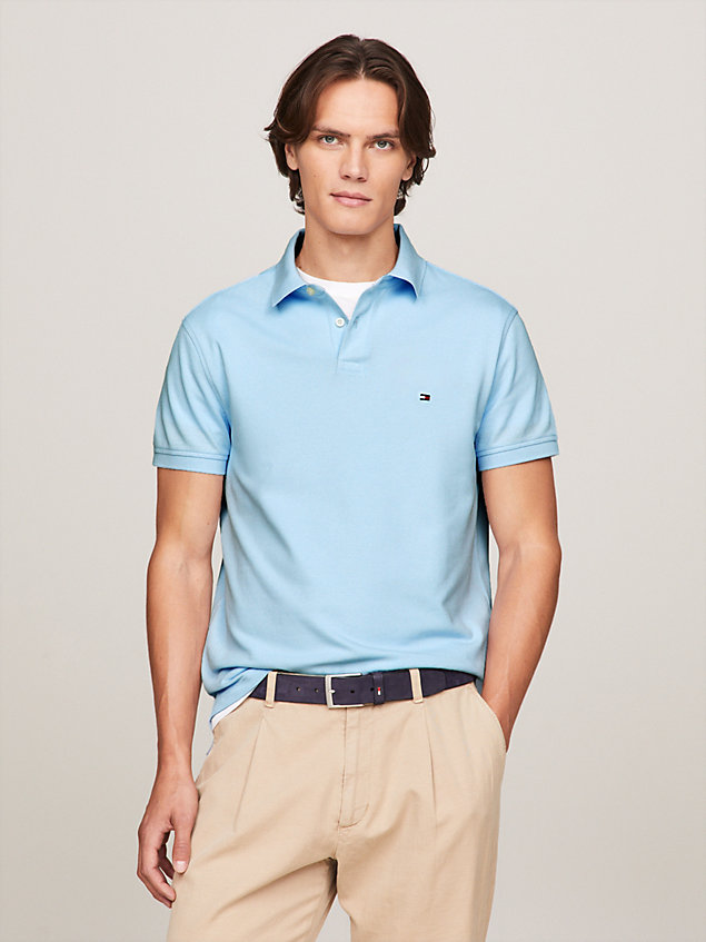 blue 1985 collection flag embroidery regular polo for men tommy hilfiger