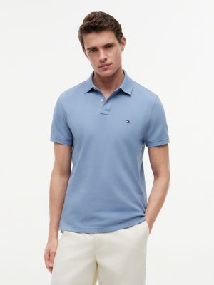 blue 1985 regular fit pique polo shirt for men tommy hilfiger