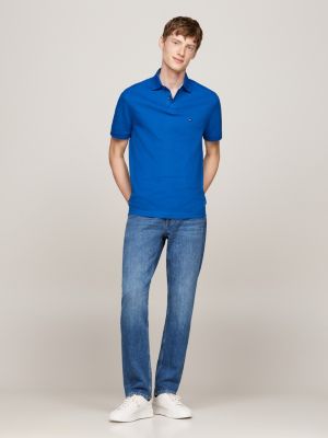 blue 1985 collection textured pique polo shirt for men tommy hilfiger