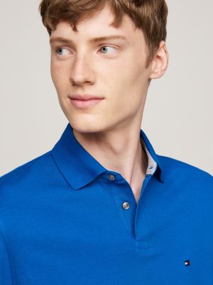 blue 1985 collection textured pique polo shirt for men tommy hilfiger