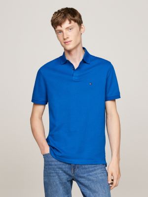 blue 1985 collection textured pique polo shirt for men tommy hilfiger