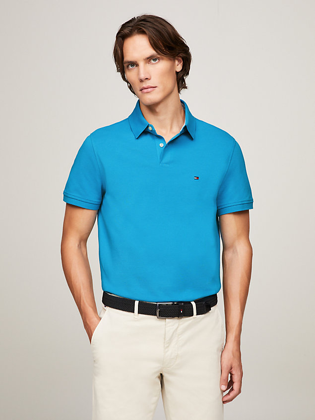 blue 1985 collection flag embroidery regular fit polo for men tommy hilfiger