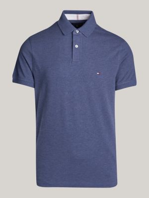 blauw 1985 collection regular fit piqué polo met textuur voor heren - tommy hilfiger