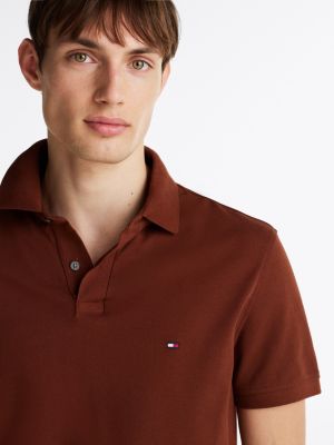 brown 1985 regular fit polo shirt for men tommy hilfiger