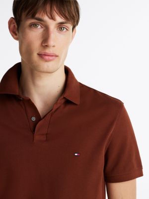 brown 1985 collection regular fit polo shirt for men tommy hilfiger