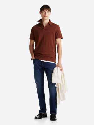 brown 1985 regular fit polo shirt for men tommy hilfiger