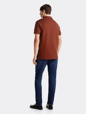 brown 1985 regular fit polo shirt for men tommy hilfiger