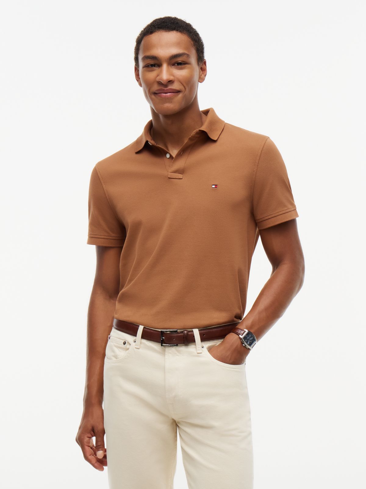 1985 Regular Fit Pique Polo Shirt — Brown
