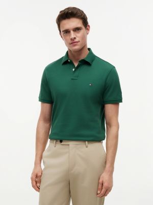 green 1985 regular fit pique polo shirt for men tommy hilfiger