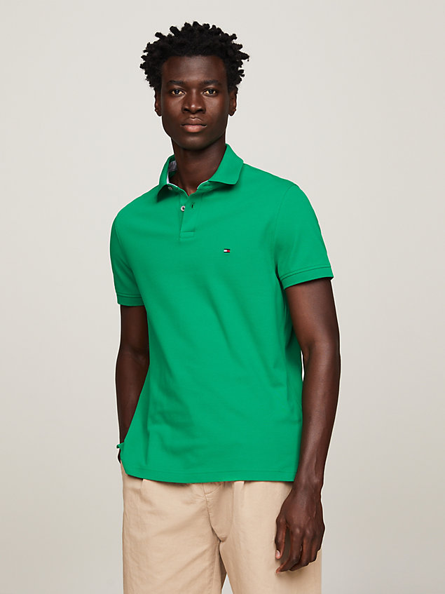 green 1985 collection flag embroidery regular polo for men tommy hilfiger