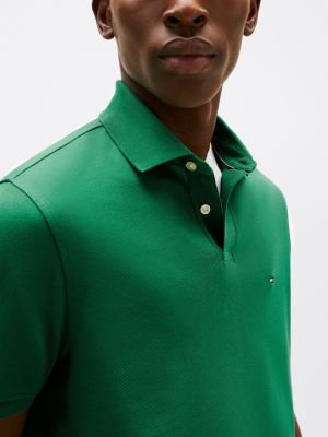 green 1985 collection textured pique polo shirt for men tommy hilfiger