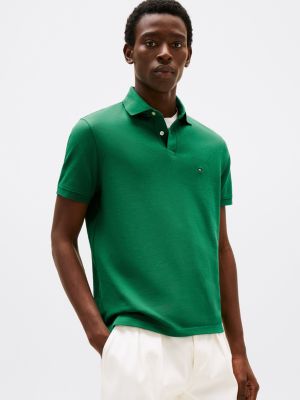 green 1985 collection textured pique polo shirt for men tommy hilfiger