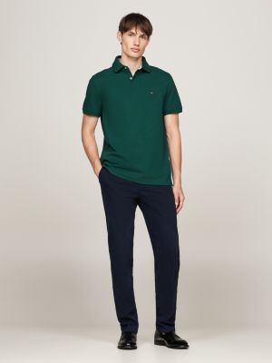 polo 1985 collection regular fit in piqué verde da uomini tommy hilfiger