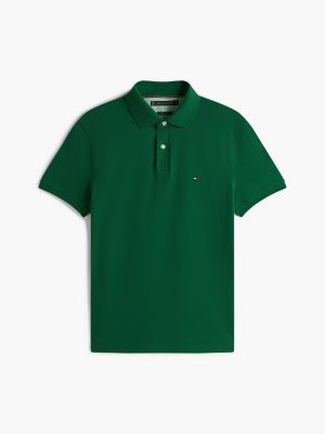 polo coupe standard 1985 en piqué vert pour hommes tommy hilfiger