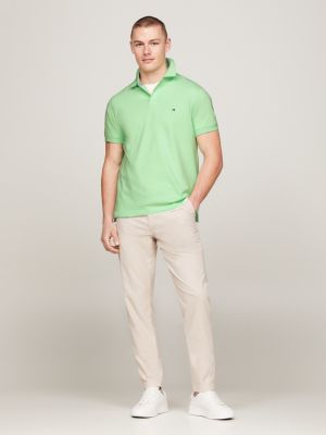 green 1985 collection textured pique polo shirt for men tommy hilfiger