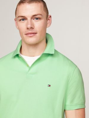 green 1985 collection textured pique polo shirt for men tommy hilfiger