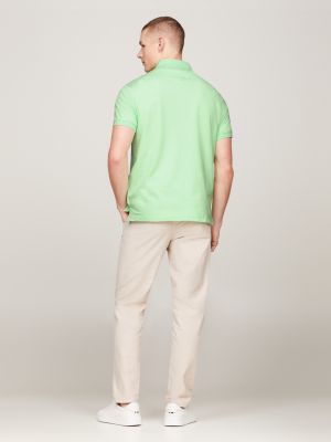 green 1985 collection textured pique polo shirt for men tommy hilfiger