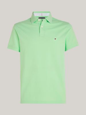 green 1985 collection textured pique polo shirt for men tommy hilfiger