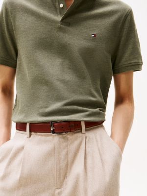 polo 1985 collection en piqué texturé vert pour hommes tommy hilfiger