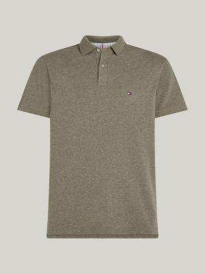 polo 1985 collection en piqué texturé vert pour hommes tommy hilfiger